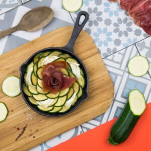 Poëlée de Courgettes au Jambon de Bayonne et au Chèvre