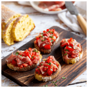 Recette bruschettas au jambon de Bayonne et tomates