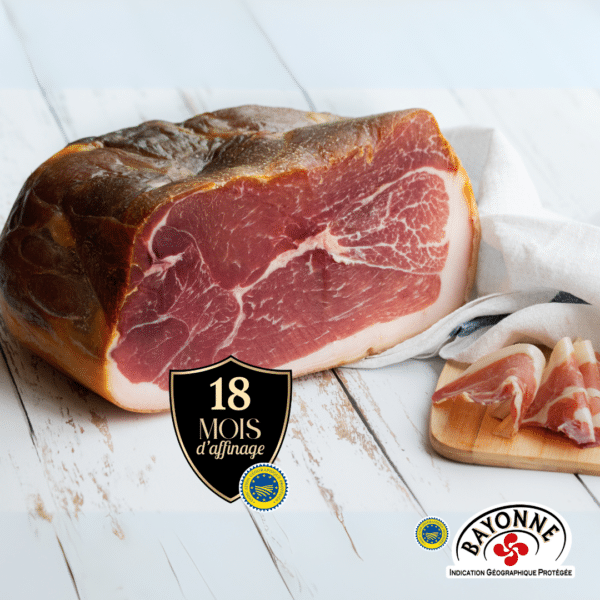 Image de demi jambon de Bayonne IGP 18 mois d'affinage en vente direct producteur