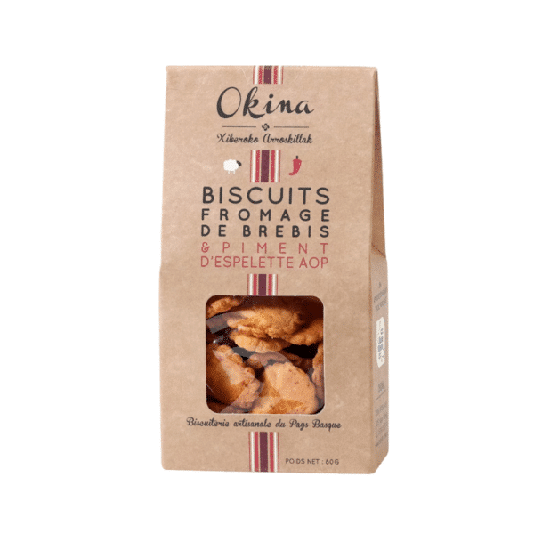 Biscuits Okina salés fromage de brebis et piment d'Espelette AOP